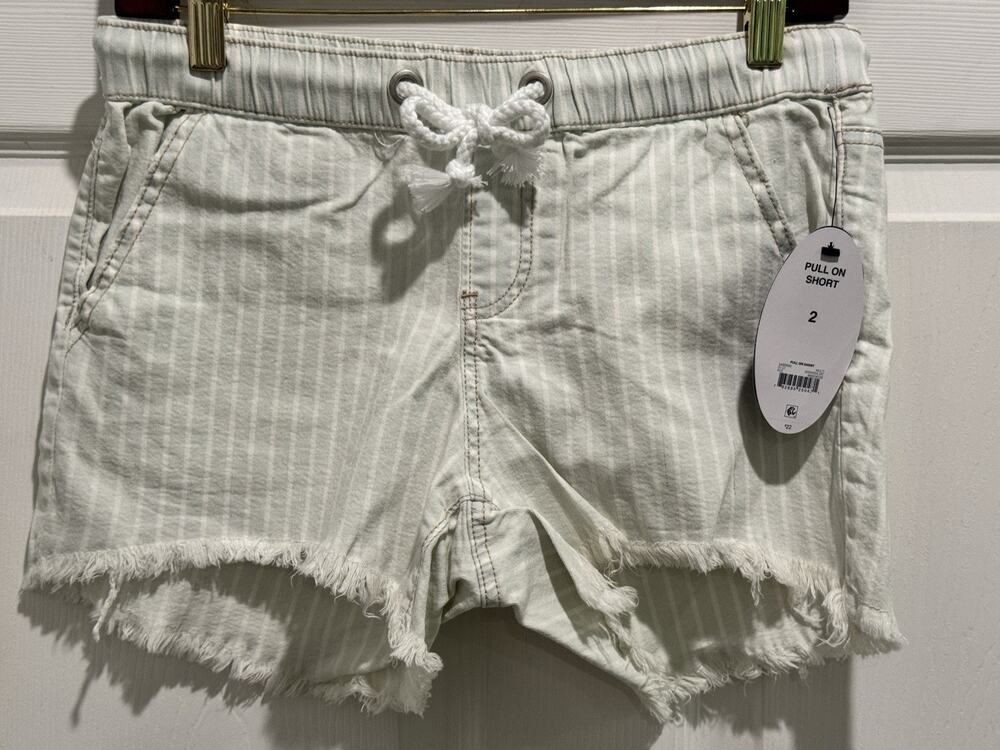 Scoop Walmart Women's Mint Green Beige Striped Shorts Size 2 NEW Elastic Waist